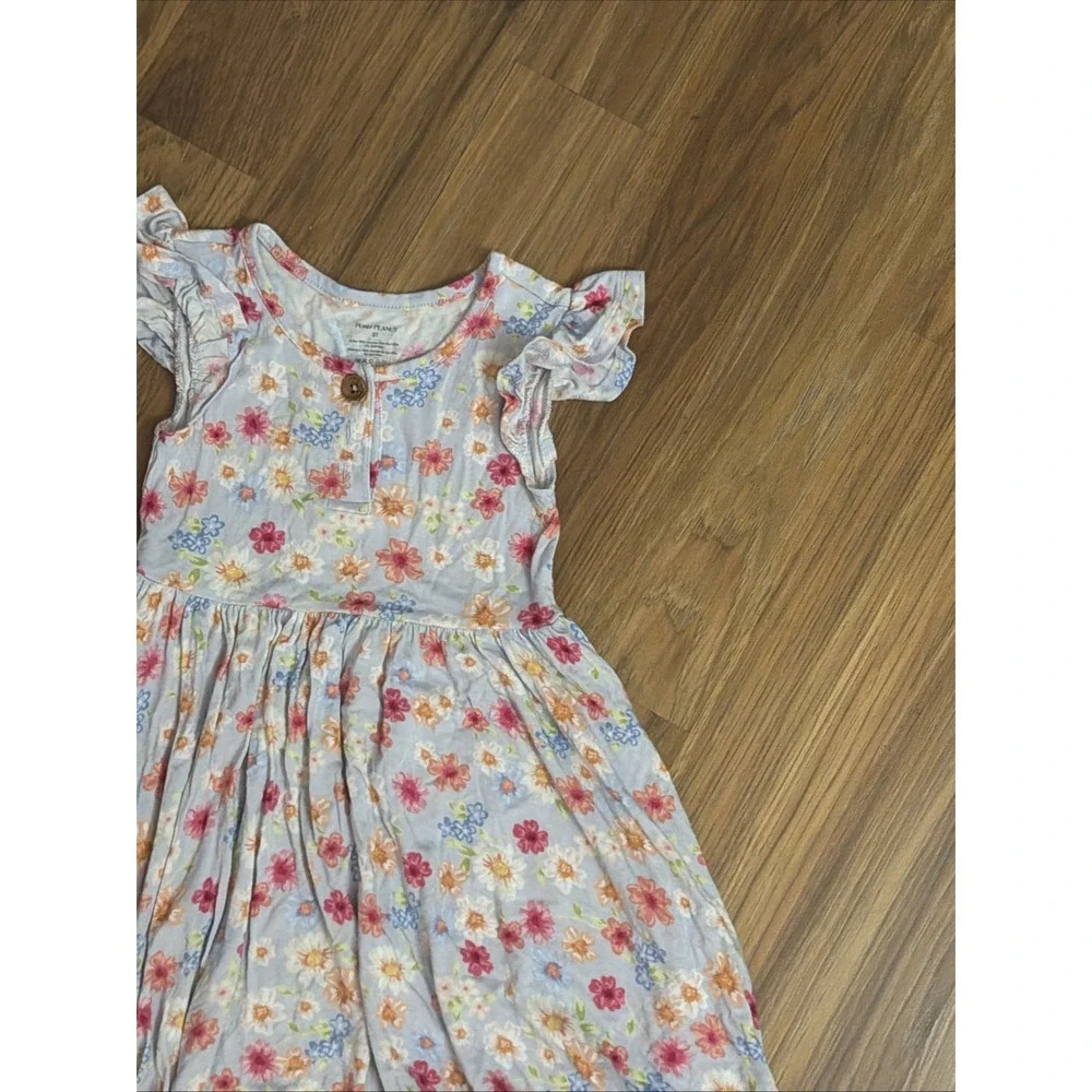 Posh Peanut Girls Sz 5 Bamboo Twirly Ruffle Dress Flowers